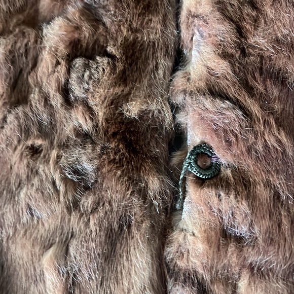 Vintage muskrat mink fox fur herringbone pattern soft brown cape overcoat - Picture 14 of 16